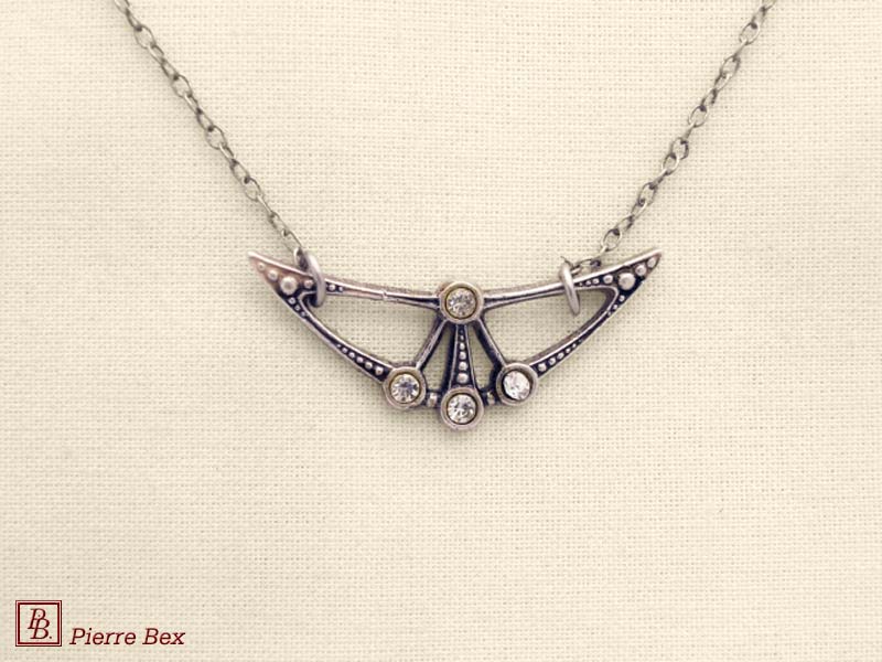 Pierre Bex Art-Deco necklace with rhinestones 45144-32