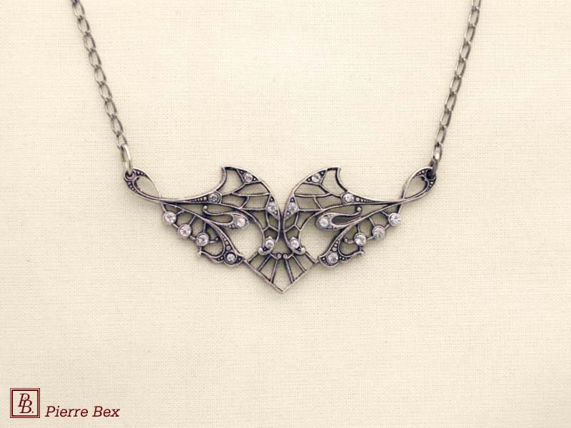 Pierre Bex Art-Deco necklace with rhinestones 45324-07