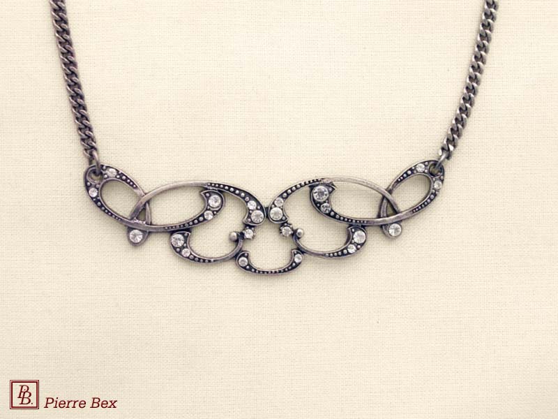 Pierre Bex Art-Deco necklace with rhinestones 45324-16