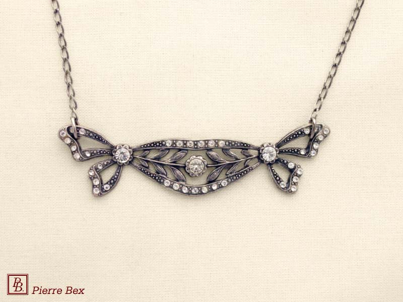 Pierre Bex Art-Deco necklace with rhinestones 45324-18