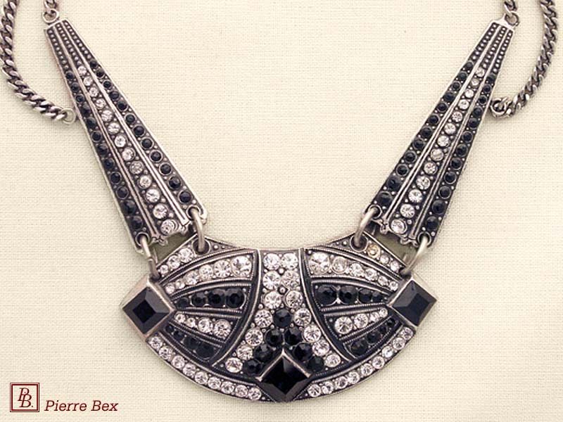 Pierre Bex Art-Deco necklace with rhinestones 45443-02