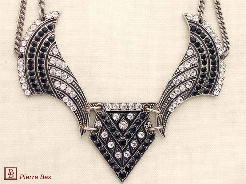 Pierre Bex Art-Deco necklace with rhinestones 45443-10