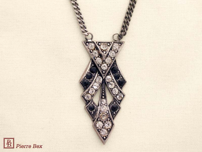 Pierre Bex Art-Deco necklace with rhinestones 45534-04