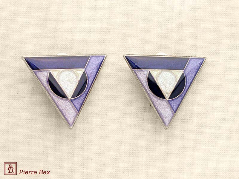 Pierre Bex Art-Deco enamel earclips 48185-01