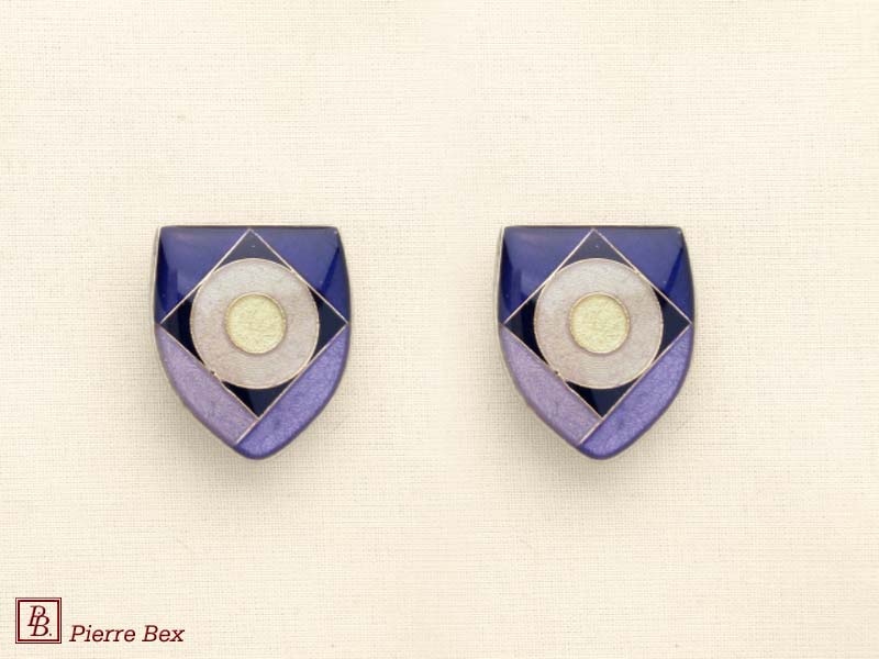 Pierre Bex Art-Deco enamel earclips 48185-03