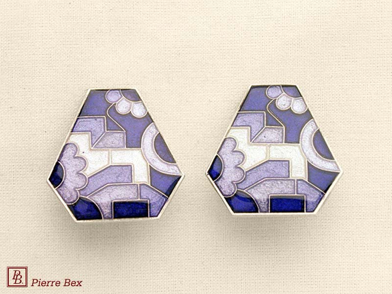 Pierre Bex Art-Deco enamel earclips 48185-04