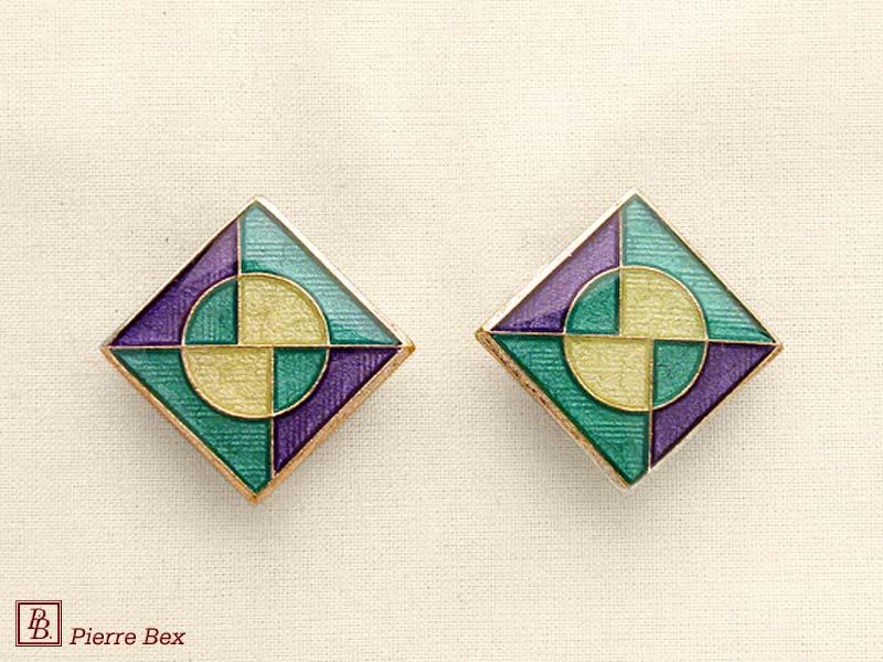 Pierre Bex Art-Deco enamel earclips 48185-10