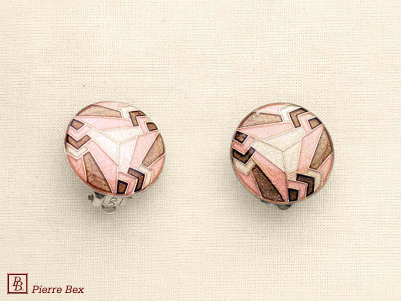 Pierre Bex Art-Deco enamel earclips 48185-13