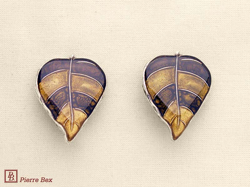 Pierre Bex Art-Deco enamel earclips 48185-16
