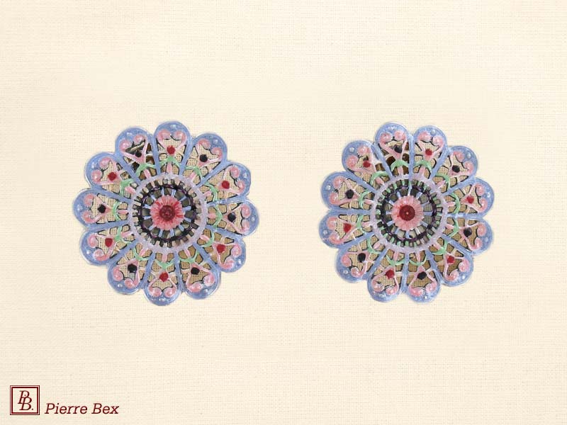 Pierre Bex Art-Nouveau enamel earclips filigree 48275-02